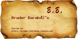 Brader Barabás névjegykártya